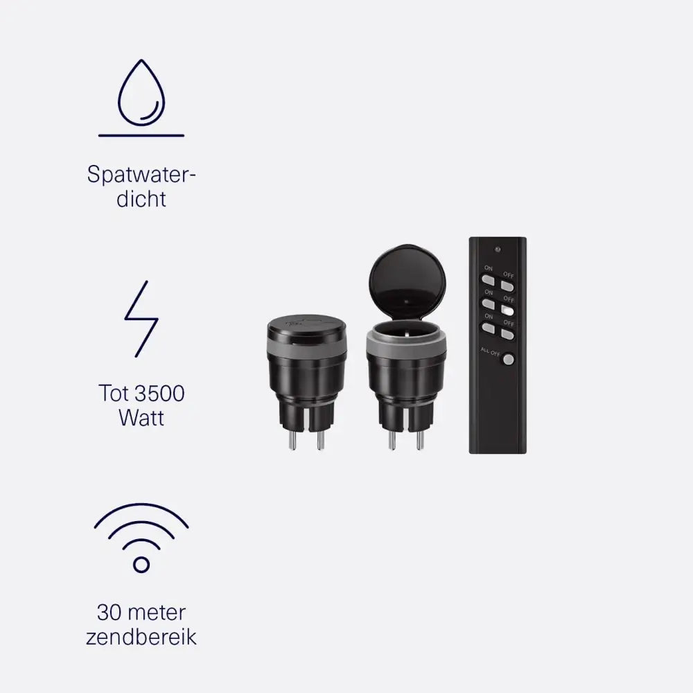 Draadloze schakelaars met afstandsbediening voor buiten - 2000W/3500W - Palmo